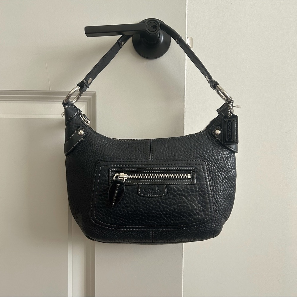 Coach Black Pebbled Leather Shoulder Bag